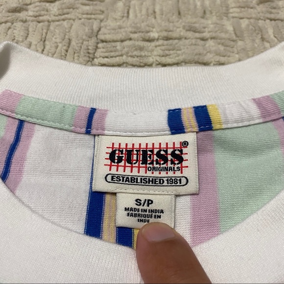 GUESS Originals Pacsun Gibson Stripe T-Shirt Short Sleeve XS,S,M NWT Embroidered - Picture 6 of 11